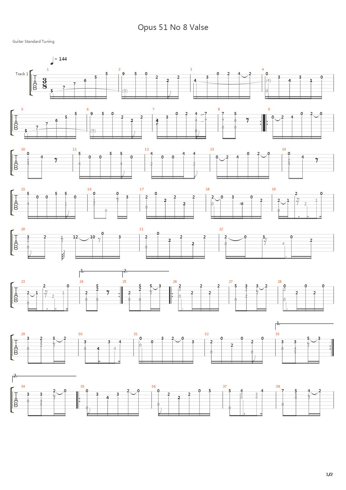 Opus 51 No 8吉他谱
