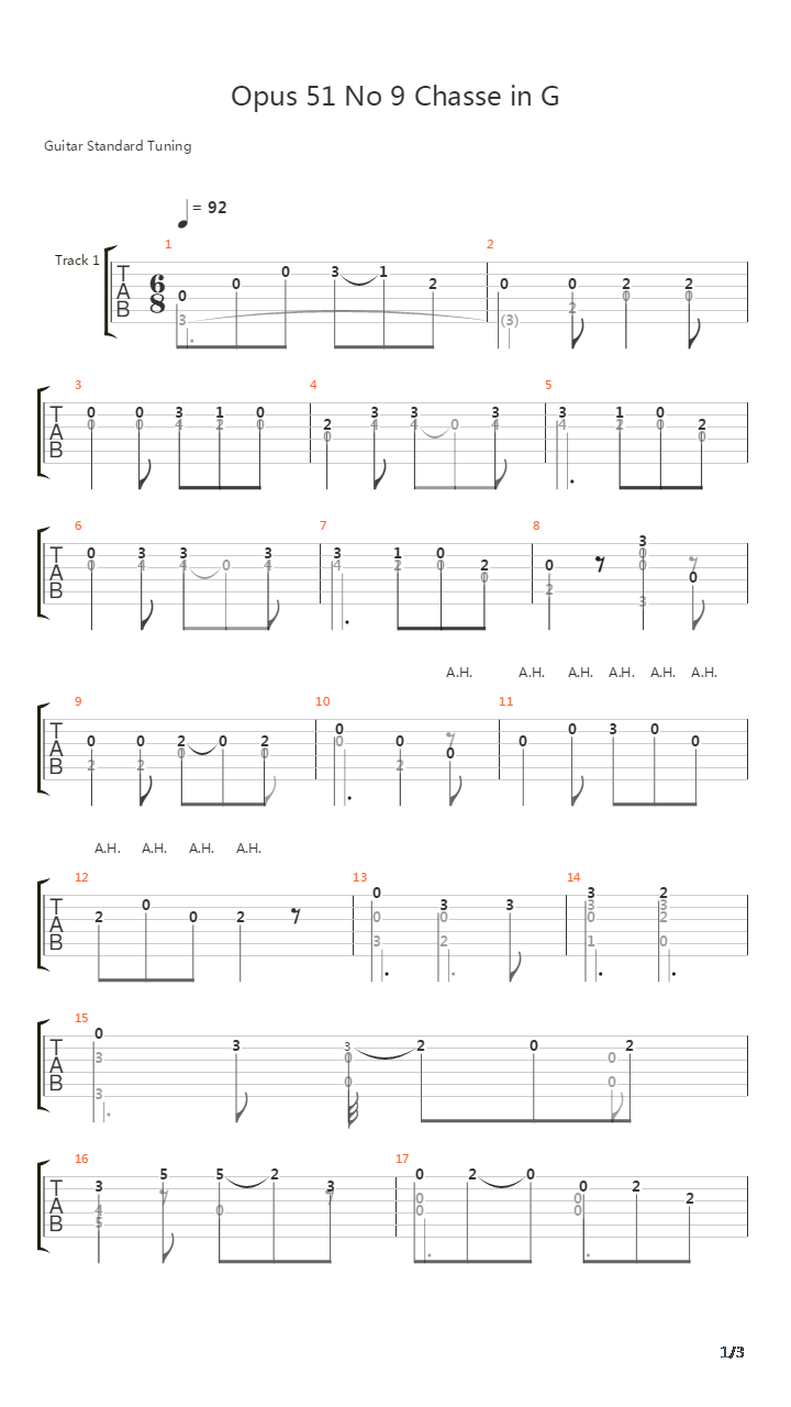 Opus 51 No 9吉他谱