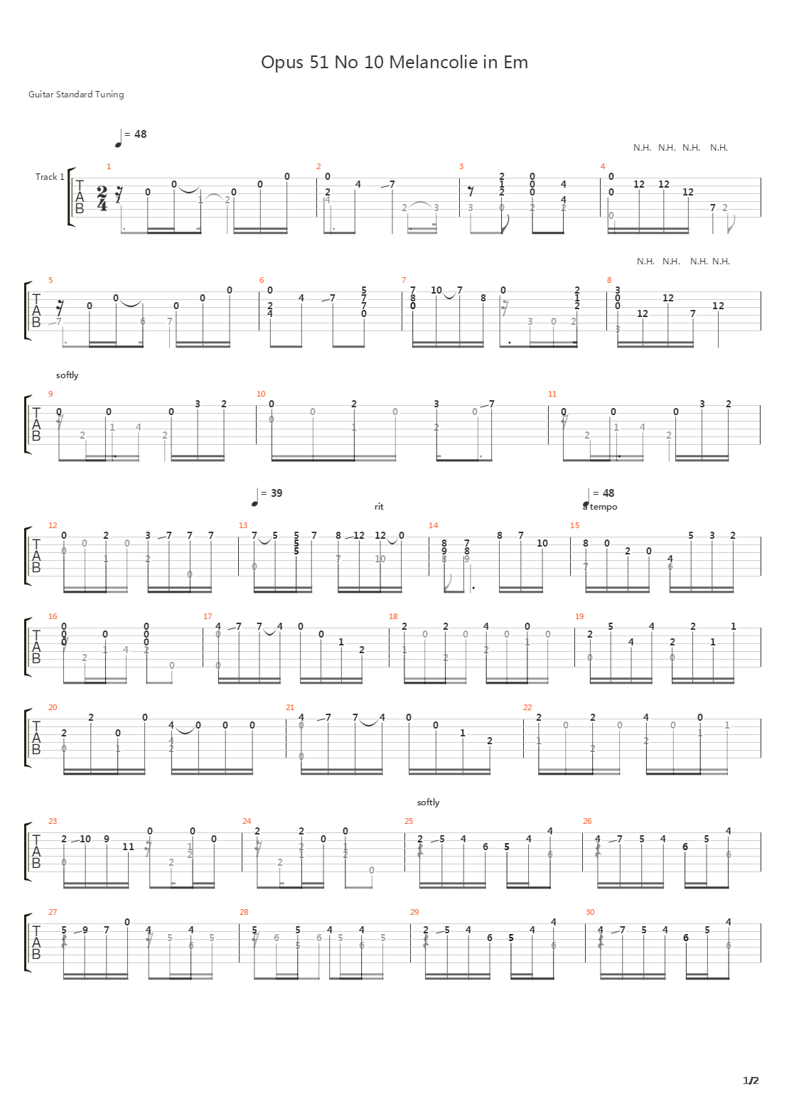 Opus 51 No 10吉他谱