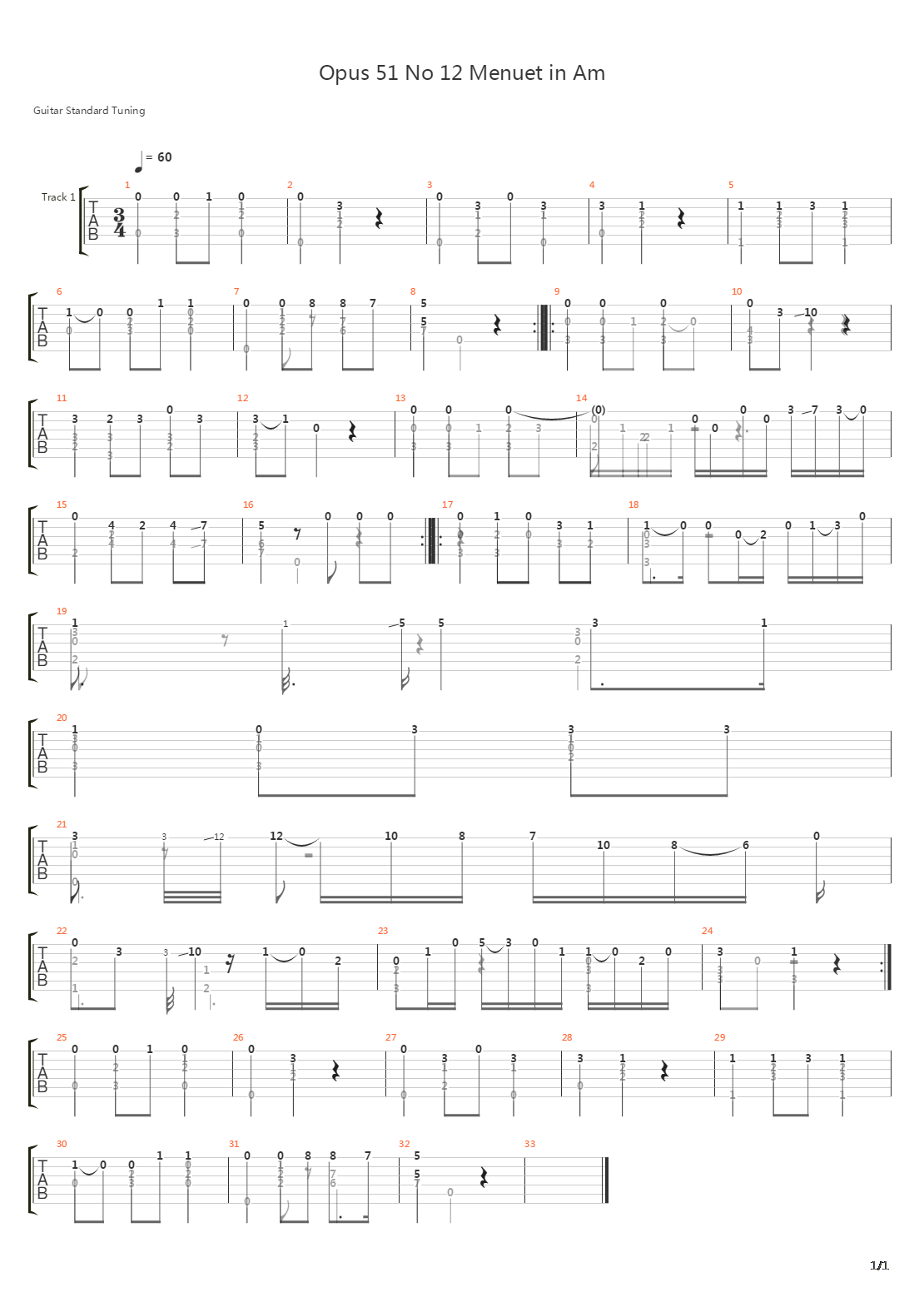 Opus 51 No 12吉他谱