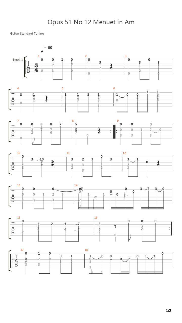 Opus 51 No 12吉他谱