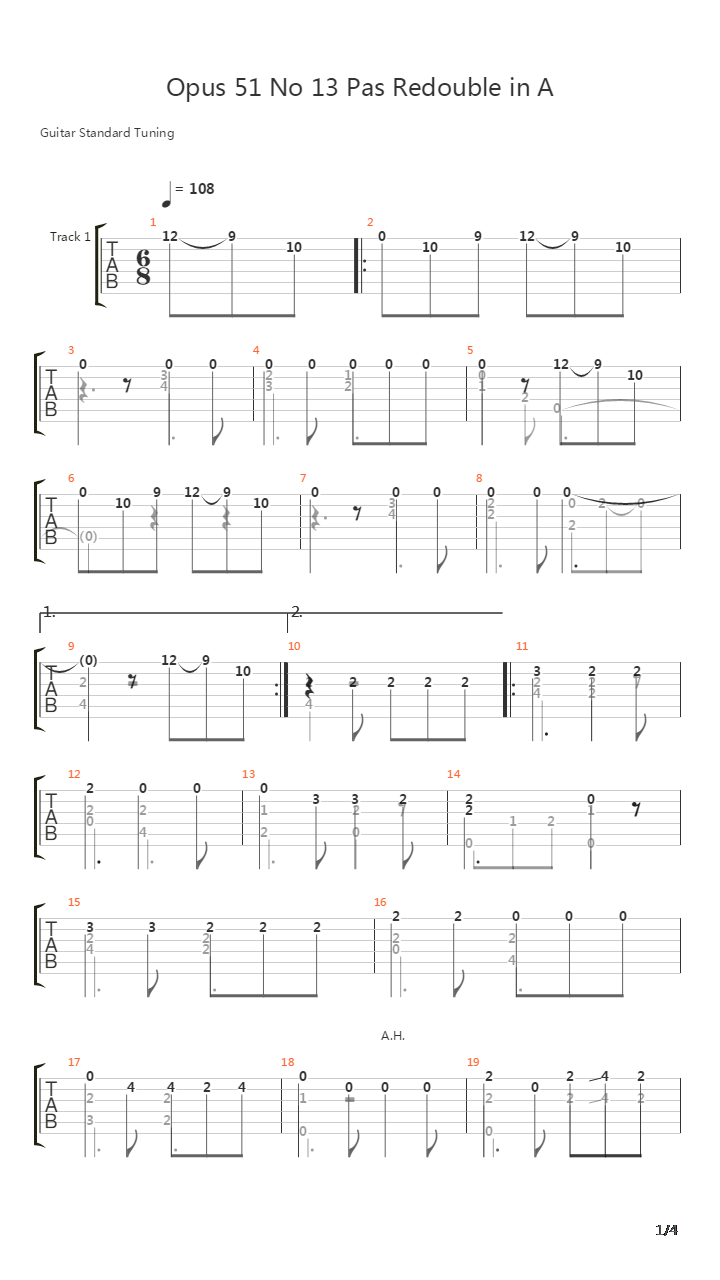 Opus 51 No 13吉他谱