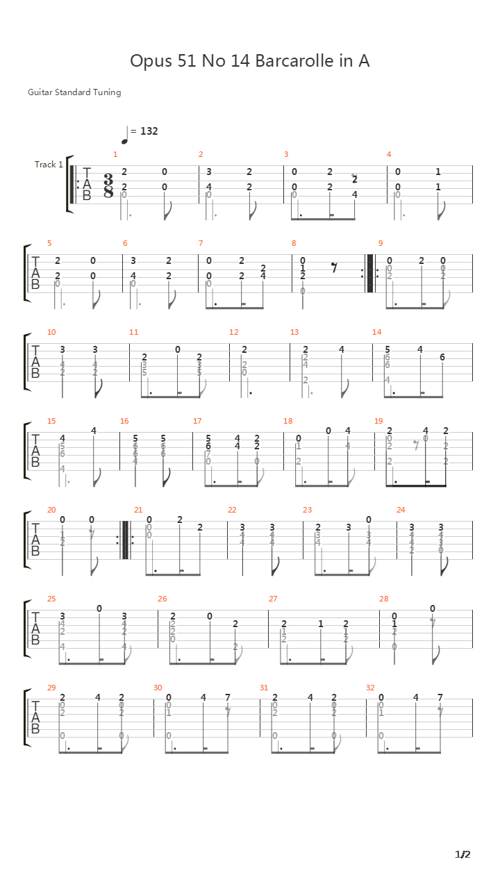 Opus 51 No 14吉他谱