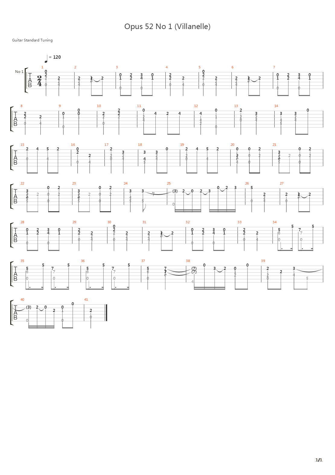 Opus 52 No 1吉他谱