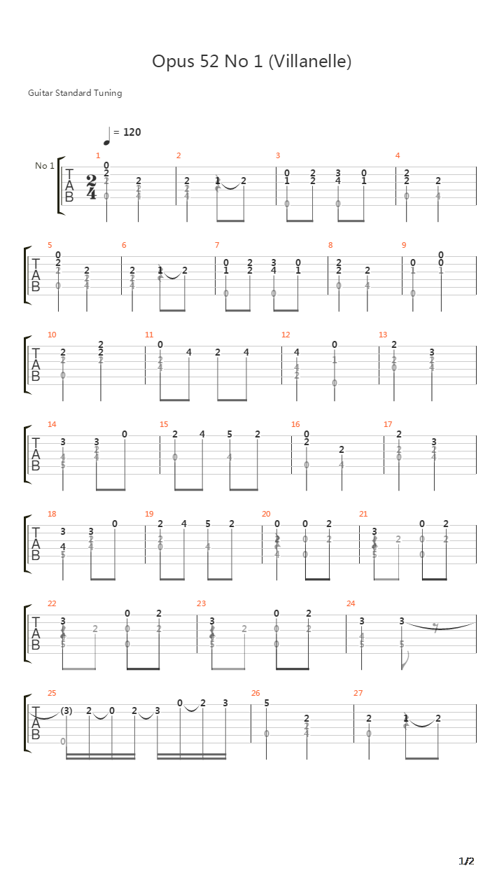 Opus 52 No 1吉他谱