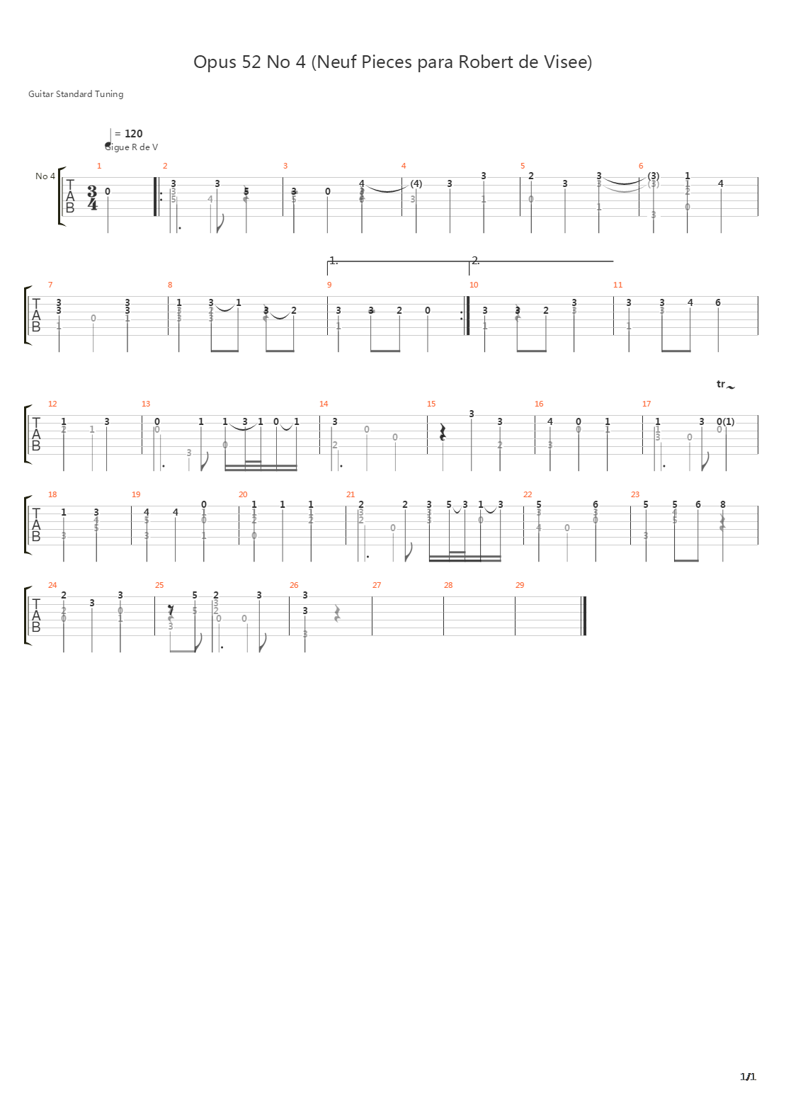 Opus 52 No 4吉他谱