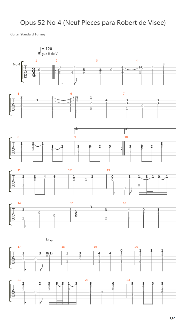 Opus 52 No 4吉他谱