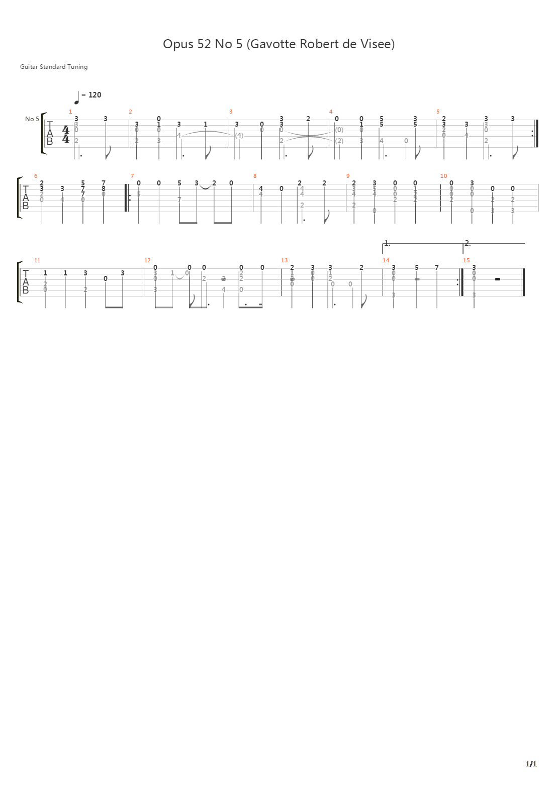 Opus 52 No 5吉他谱