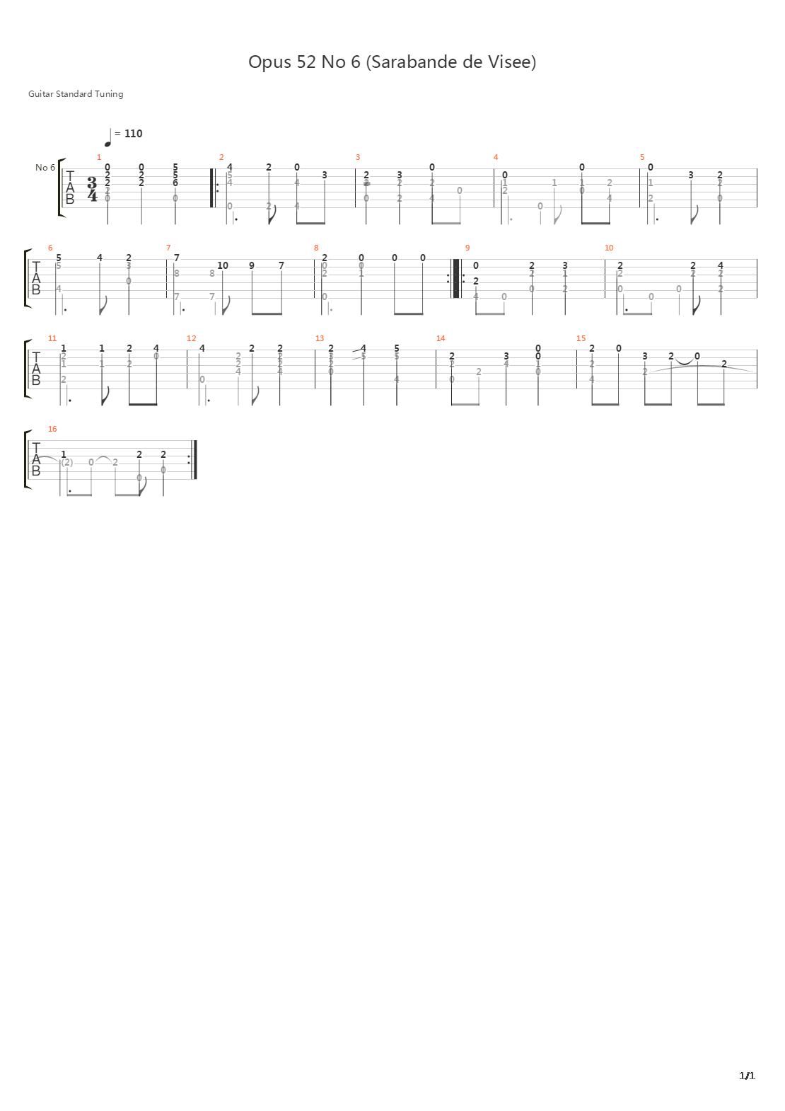 Opus 52 No 6吉他谱