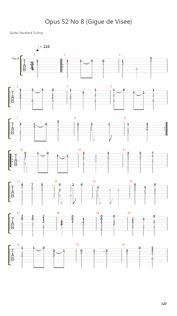 Opus 52 No 8吉他谱