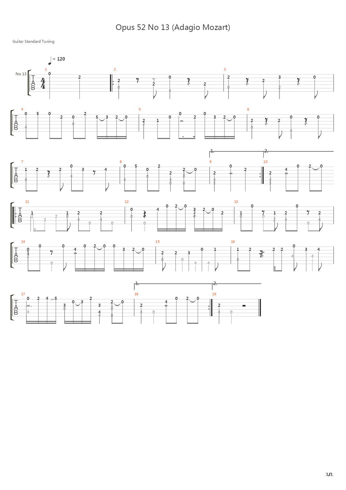 Opus 52 No 13吉他谱