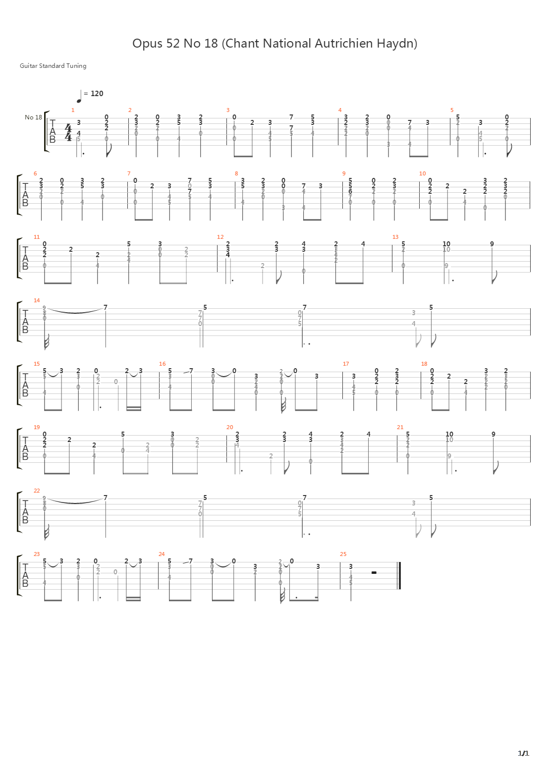 Opus 52 No 18吉他谱