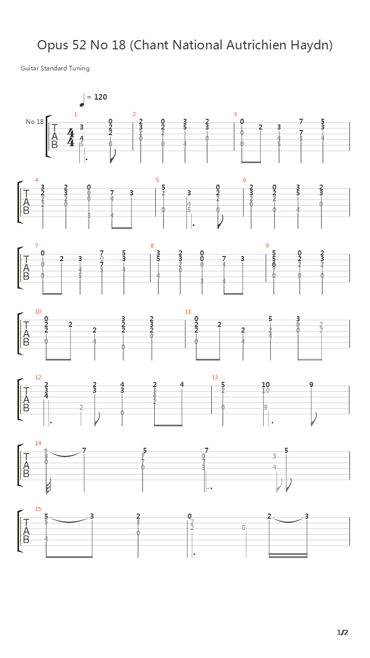 Opus 52 No 18吉他谱