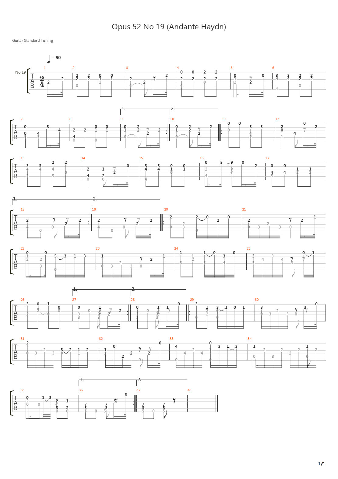 Opus 52 No 19吉他谱