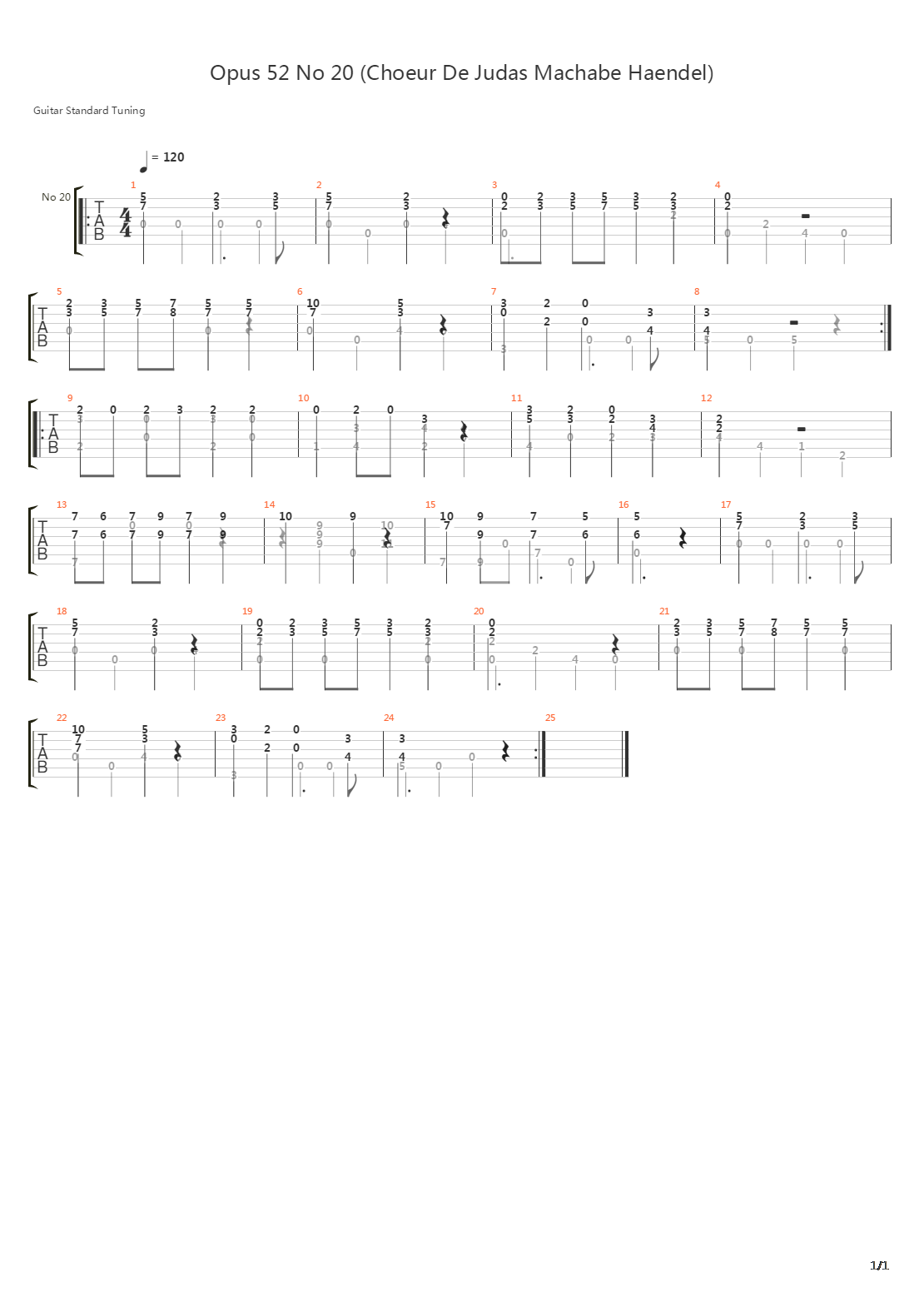 Opus 52 No 20吉他谱