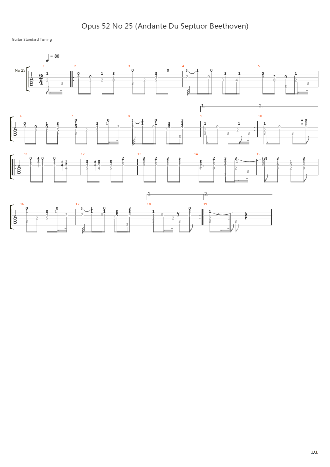 Opus 52 No 25吉他谱