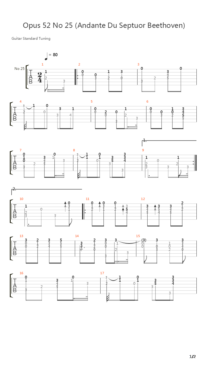 Opus 52 No 25吉他谱