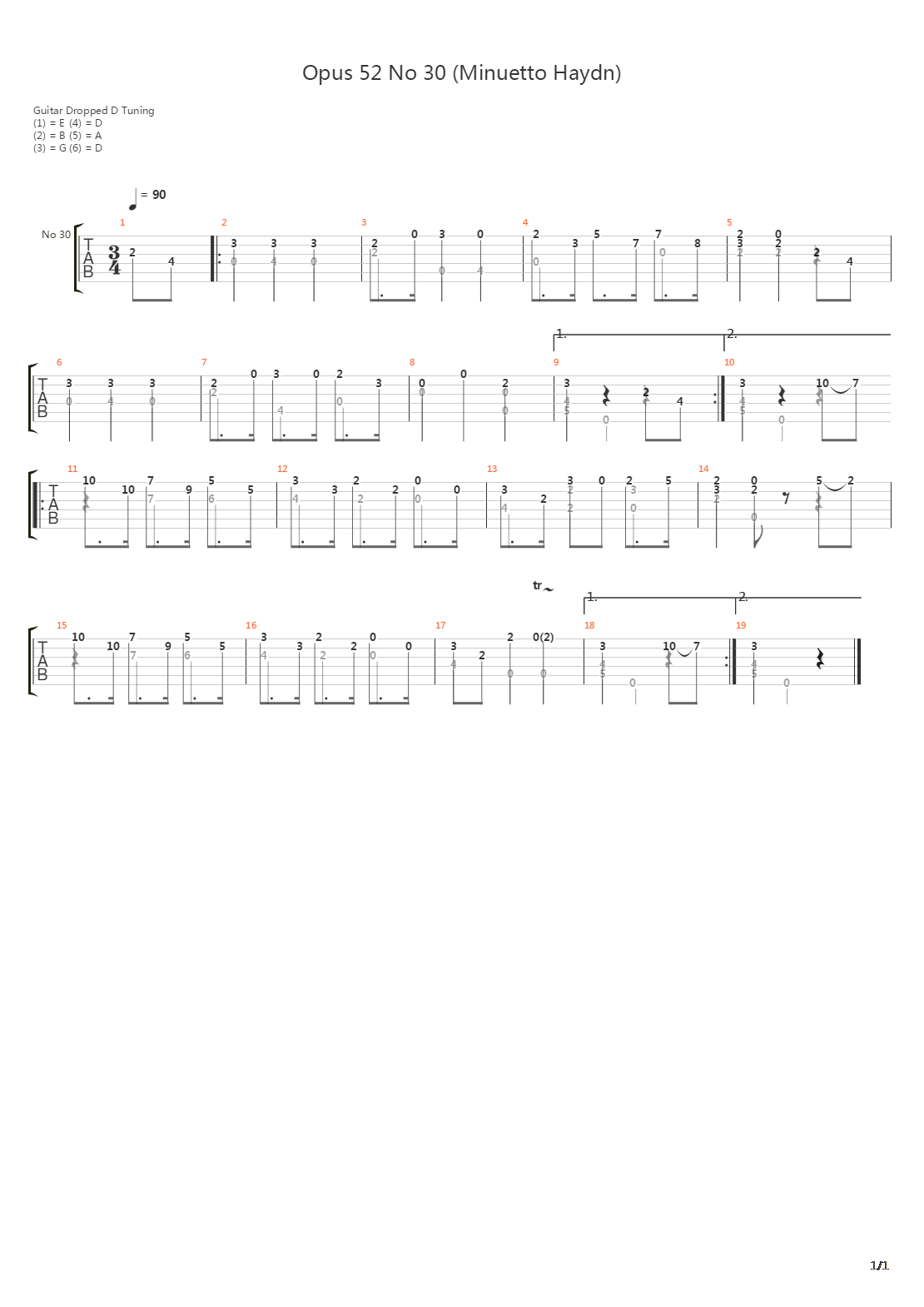 Opus 52 No 30吉他谱