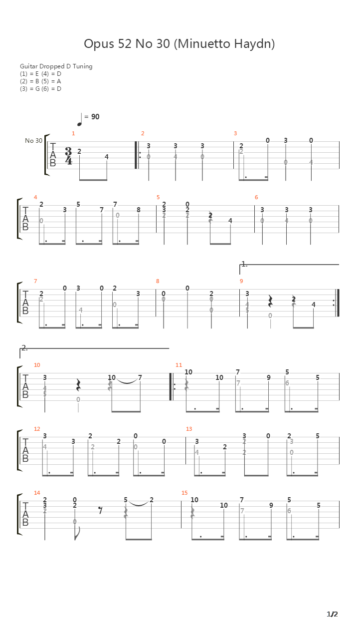 Opus 52 No 30吉他谱