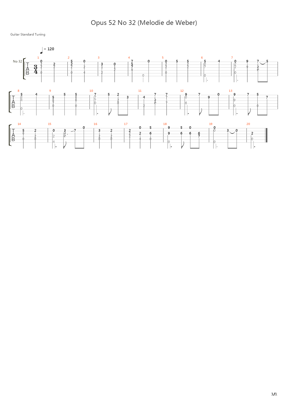 Opus 52 No 32吉他谱