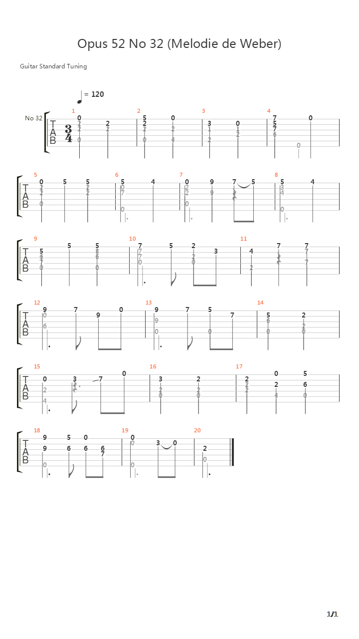 Opus 52 No 32吉他谱