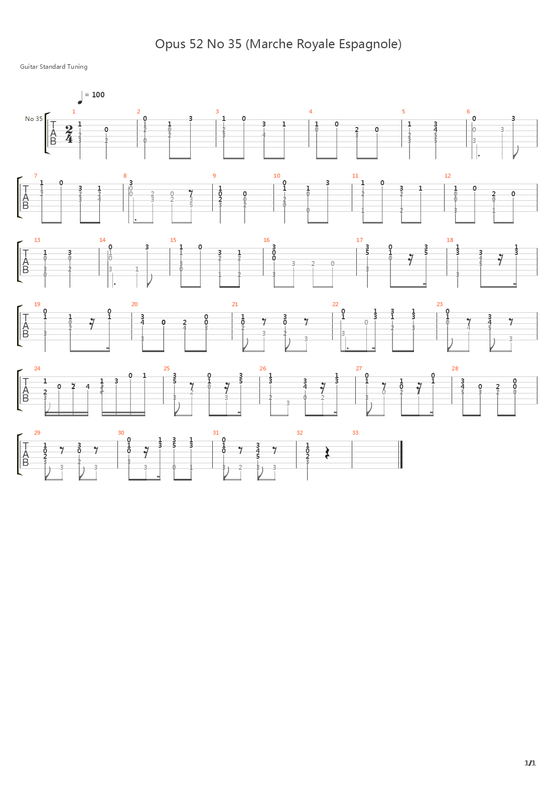 Opus 52 No 35吉他谱