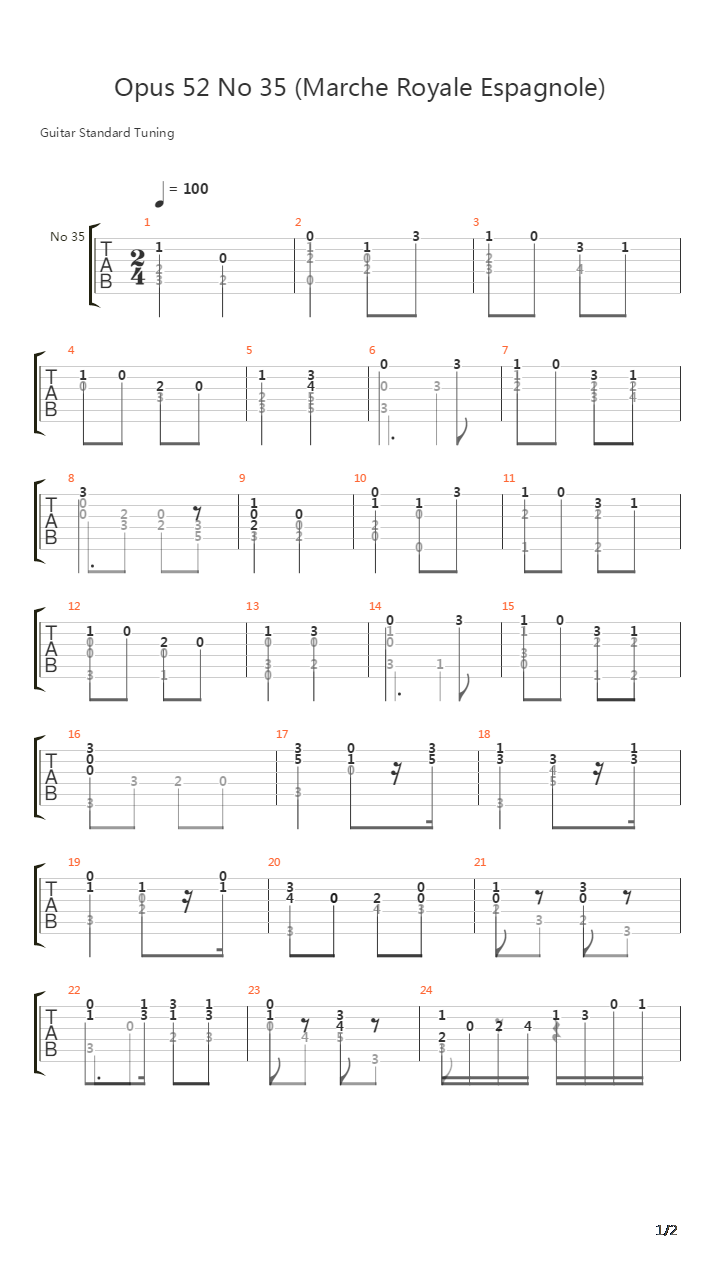 Opus 52 No 35吉他谱