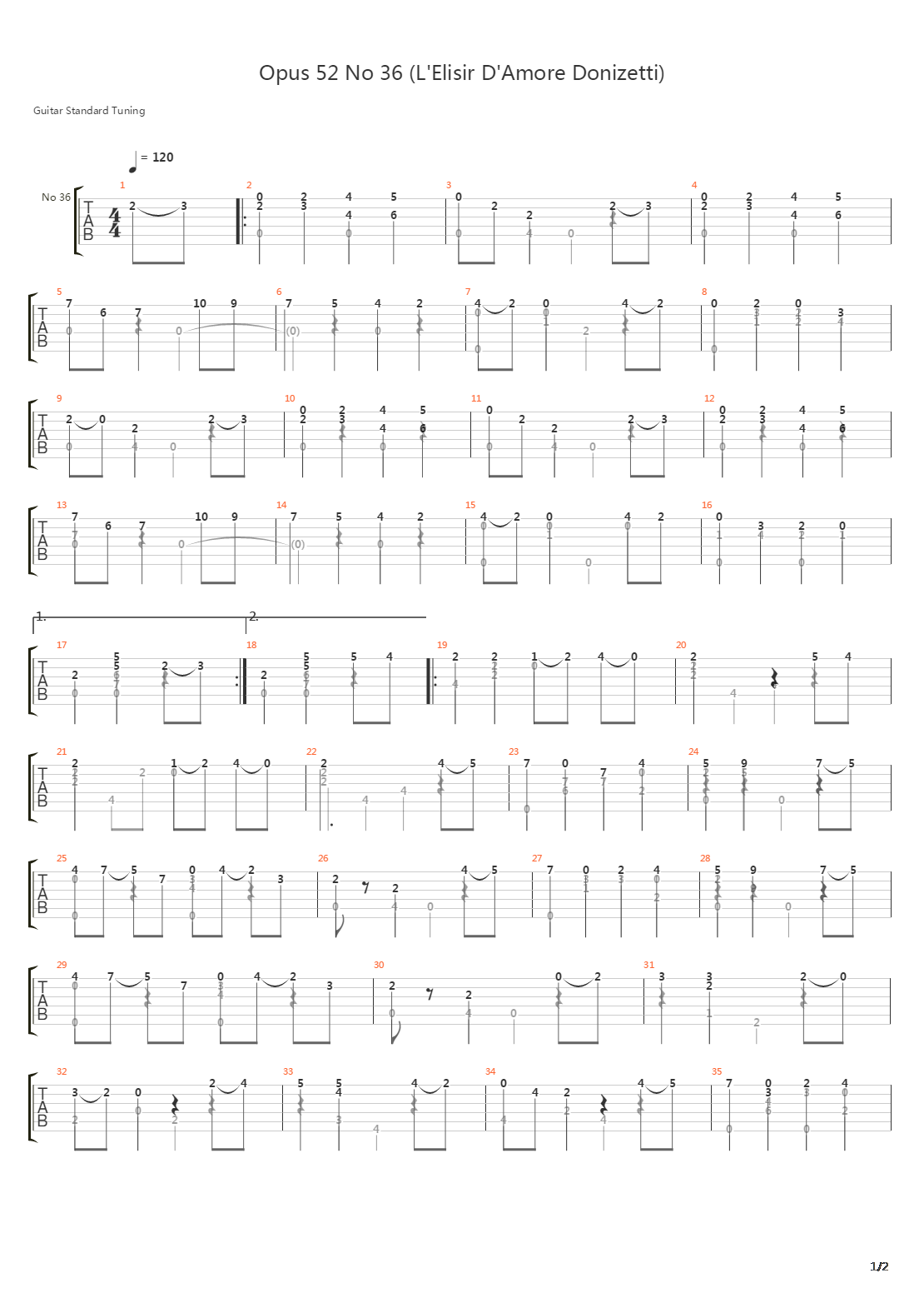 Opus 52 No 36吉他谱