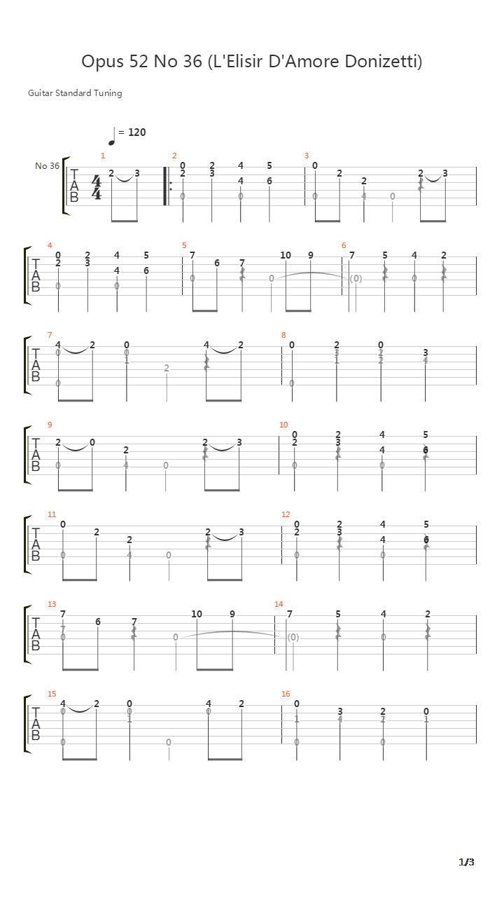 Opus 52 No 36吉他谱