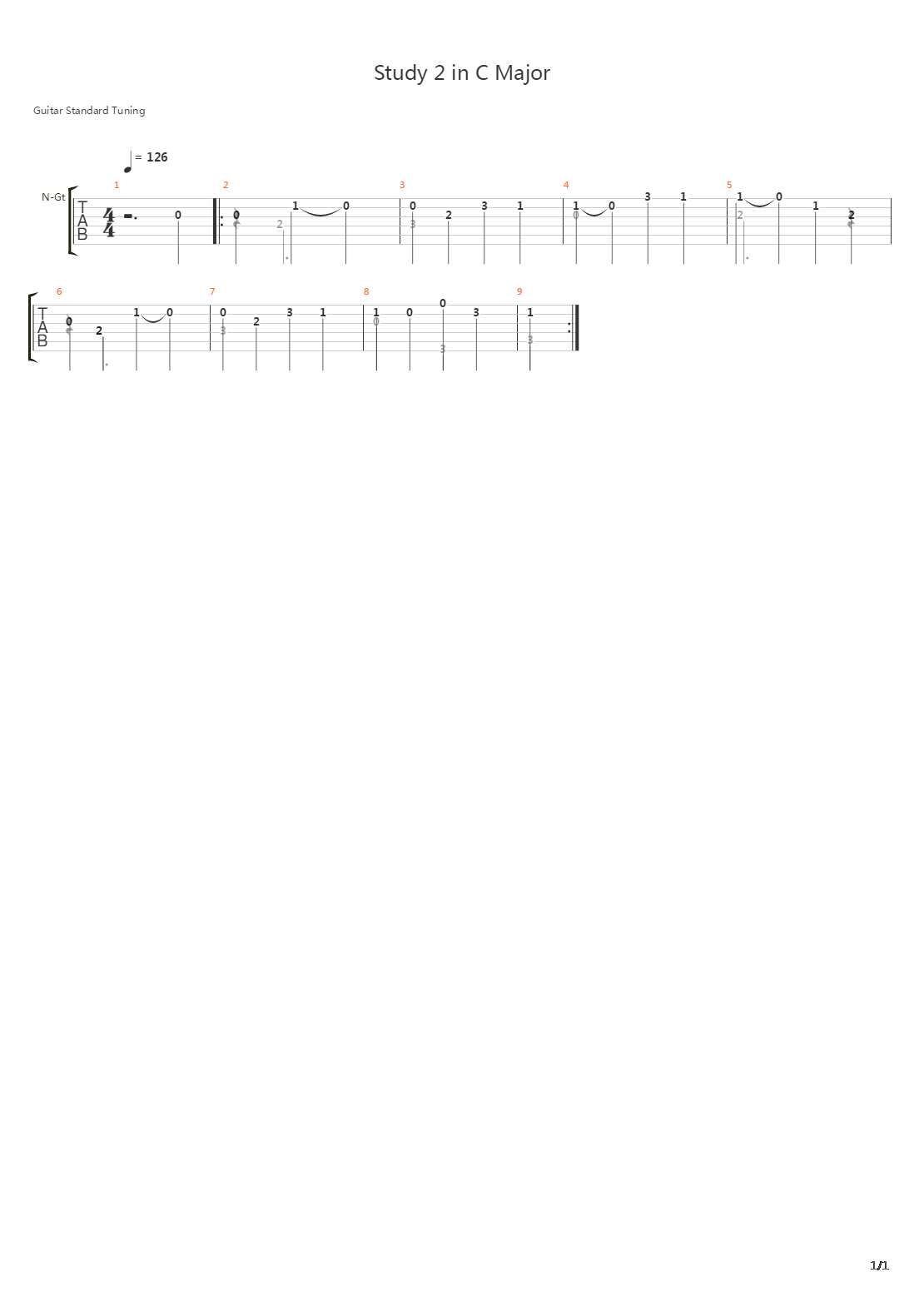 Study 2 in C Major吉他谱