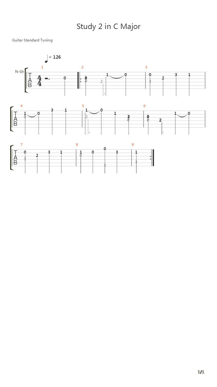 Study 2 in C Major吉他谱