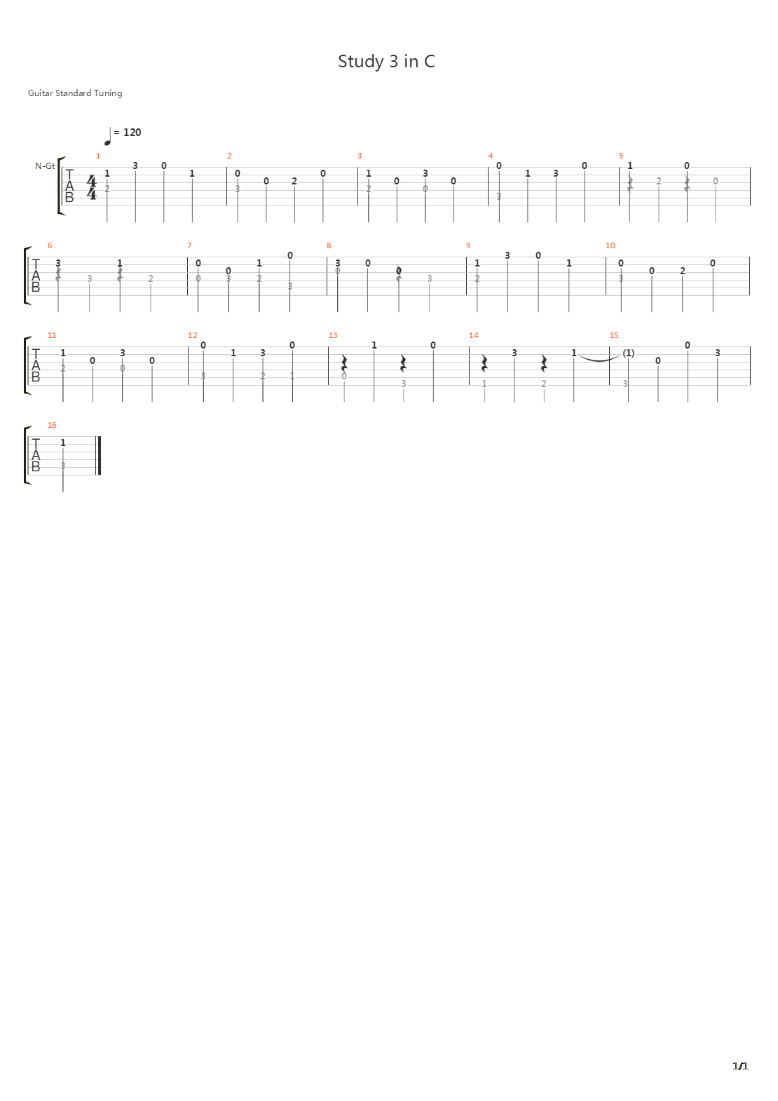 Study 3 in C吉他谱