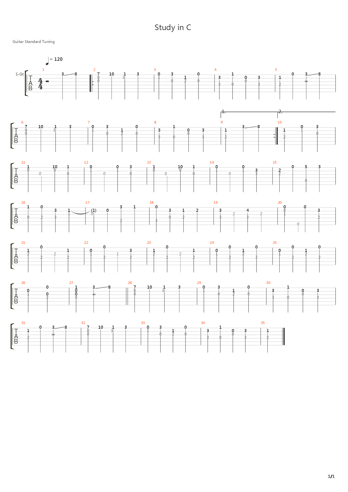 Study 4 in C吉他谱
