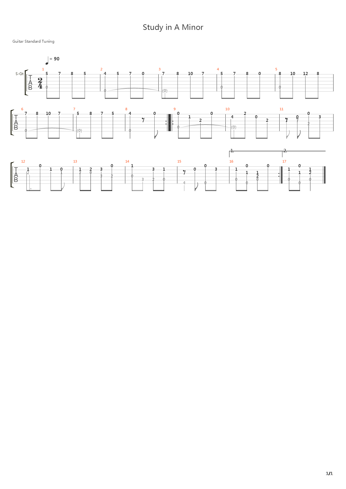 Study in A Minor吉他谱