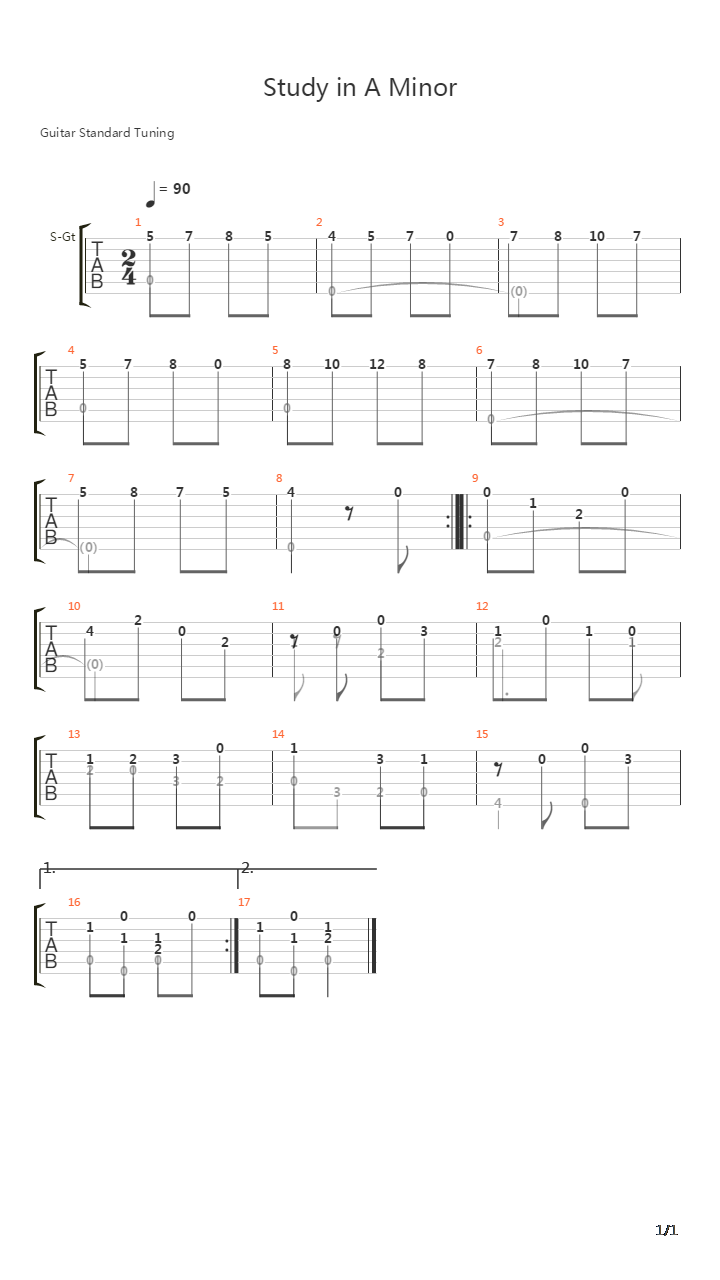 Study in A Minor吉他谱