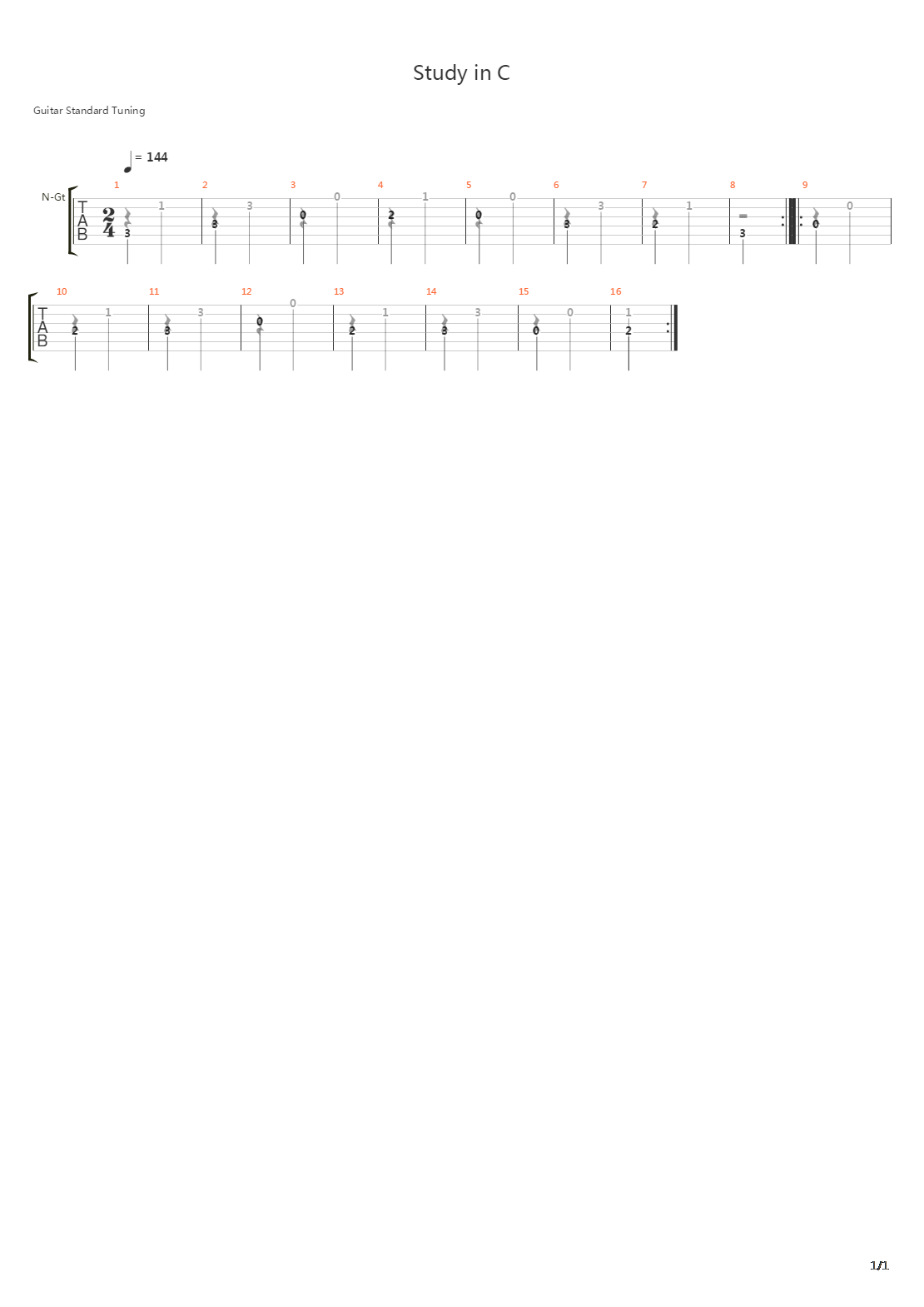 Study in C吉他谱