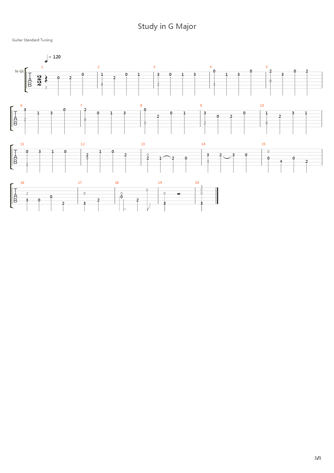 Study in G Major吉他谱