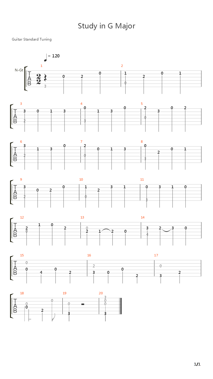 Study in G Major吉他谱