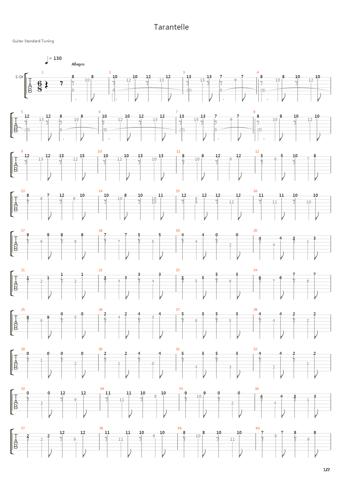 Tarantelle吉他谱