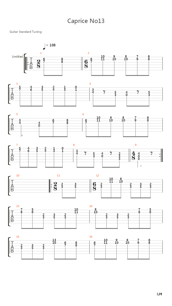 13th Caprice吉他谱