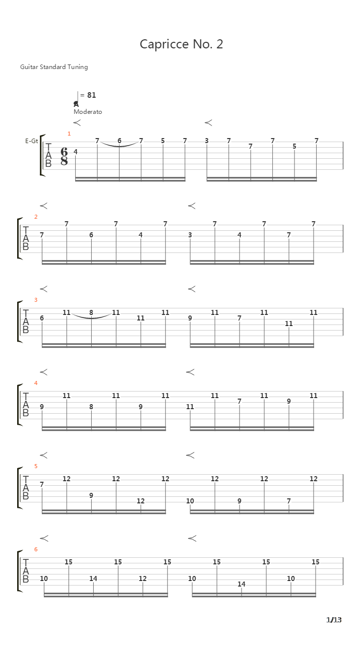 Capricce No 2吉他谱