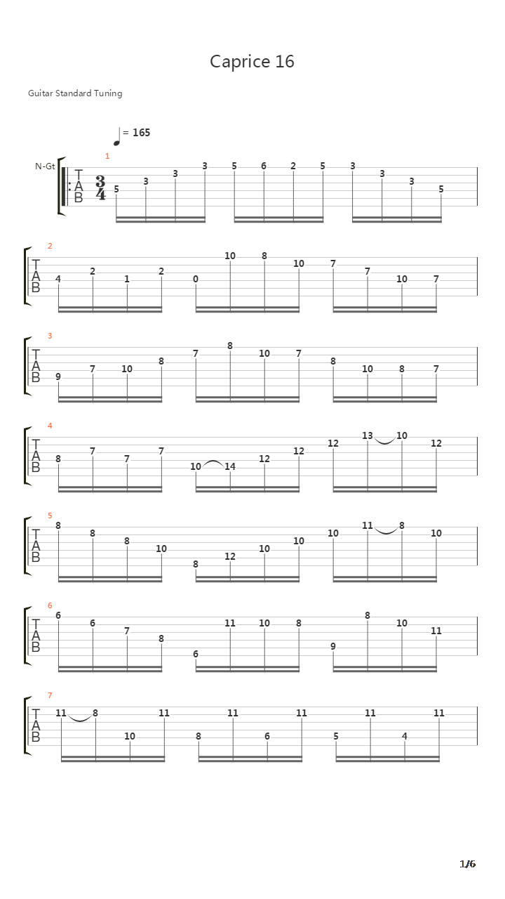 Capriccio No 16 Presto In Sol Minore吉他谱