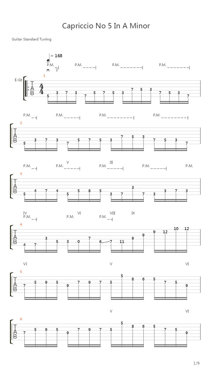 Caprice 5 In A Minor Op_ 1吉他谱