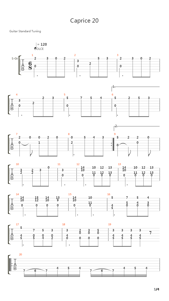 Caprice No 20吉他谱