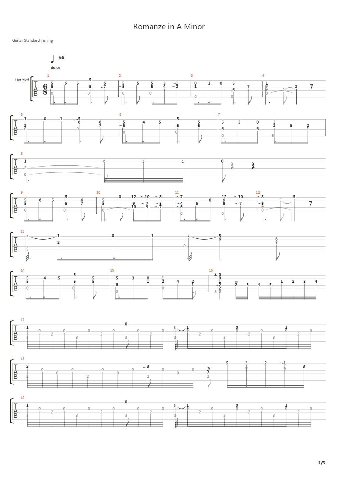 Romance in A Minor吉他谱