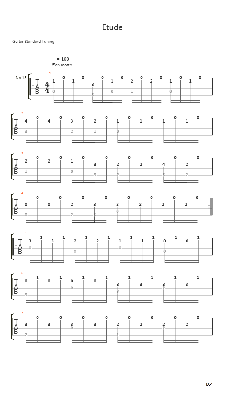 Etude吉他谱
