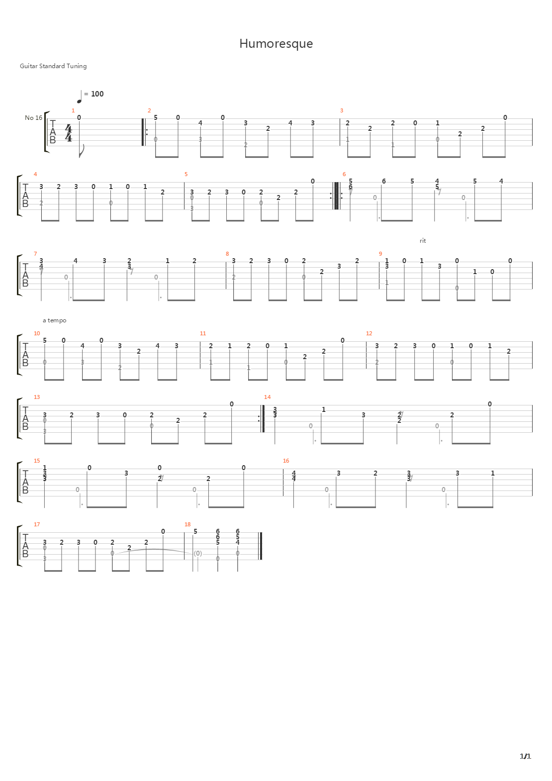 Humoresque吉他谱