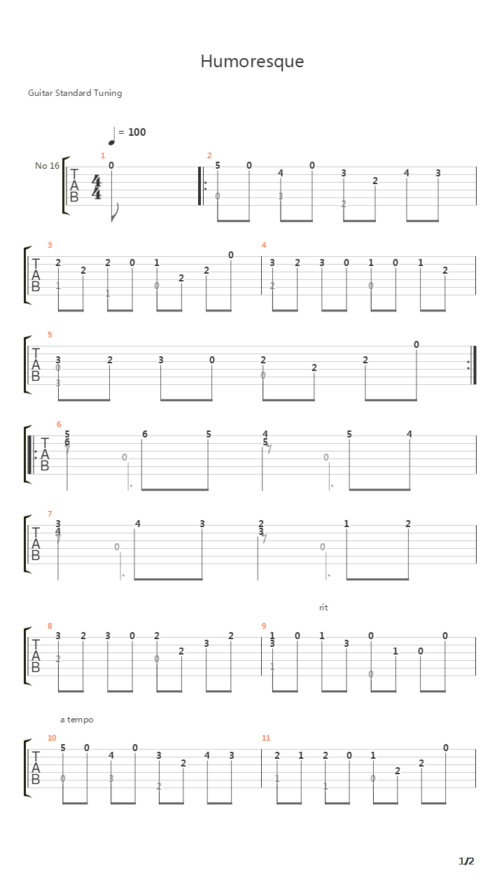 Humoresque吉他谱