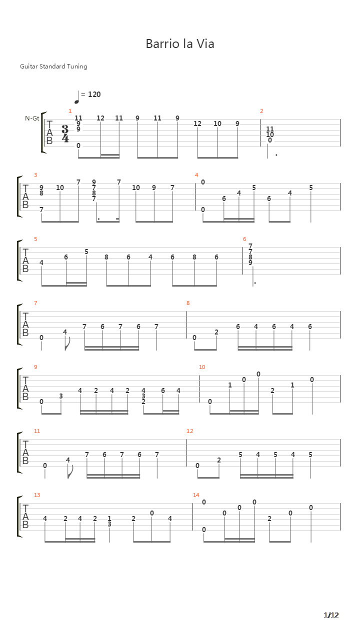 Barrio la Via吉他谱