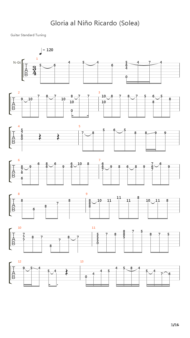 Gloria al Nino Ricardo吉他谱